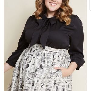 Black silky pussybow top